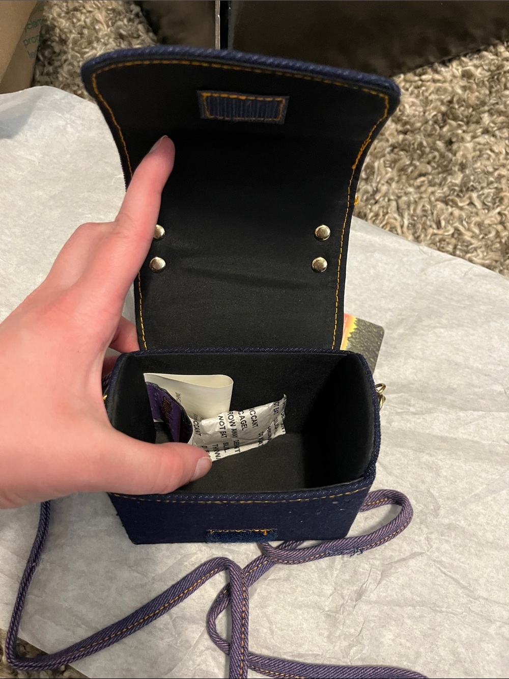 Warner Bros. Denim Harry Potter Mini Crossbody Bag in Navy with Gold Accents - Picture 6 of 6